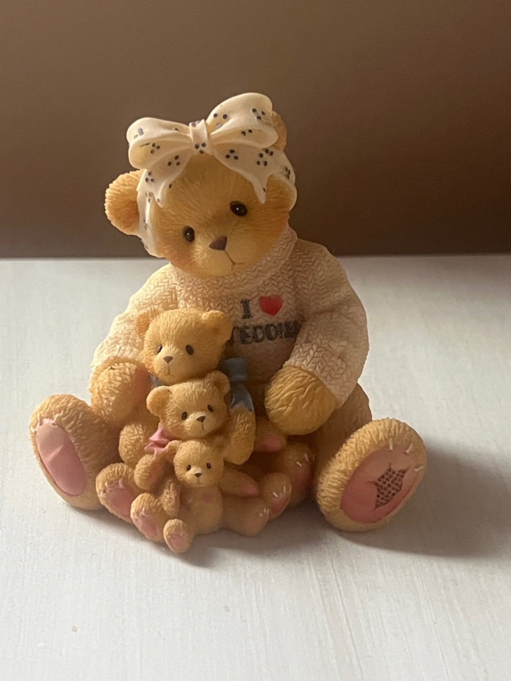 1998 Cherished Teddies Cream & Pink Bear Family Figurine